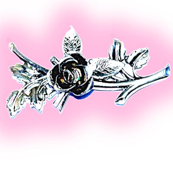 CORO Pegasus Silver Tone 2" Flower Floral Brooch Pin Retro Coquette Vintage - Picture 1 of 15